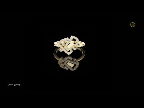 0.24 TCW Charming Lab Grown Round Cut Interlocked Heart Diamond  with Pavé Modern Love Statement Ring