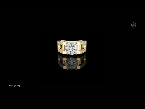1.5 CT Architectural Round Brilliant Lab Grown Diamond Ring with Pavé Accents