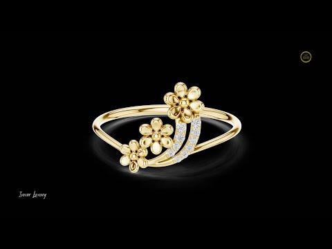 0.035 TCW Radiant Triple-Flower Ring with Round Lab Grown Diamond-Accented Curved Stems