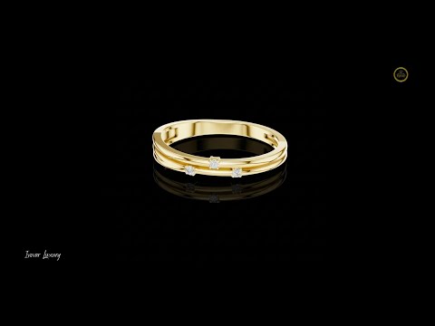 0.024 TCW Delicate Double-Row Band Stacking Minimalist Gold With Scattered Lab Diamonds