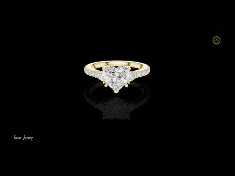 1.50 CT Heart Shaped Moissanite Diamond Engagement Ring with Sparkling Side Stones Luxury Proposal Jewelry for Her