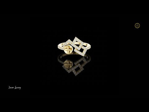 0.33 TCW Glossy Moissanite Round Cut Geometric Diamond Ring with Signature Floral Coin Design Ring