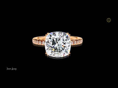 5.23 CT Luxury Cushion Cut Moissanite Diamond With Pave Band Luxury Bridal Ring by Ivevar Luxury