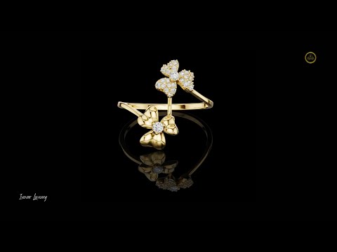 0.016 Butterfly Ring Featuring Sparkling Lab Grown Diamond and Dual Butterfly Design