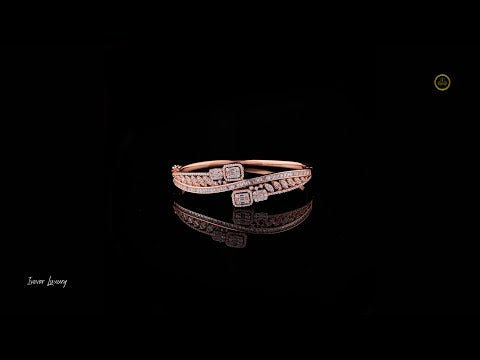 2.78 TCW Elegant Rose Gold Moissanite Designer Bracelet with Sparkling Pave Detailing and Distinctive Dual Halo Stone