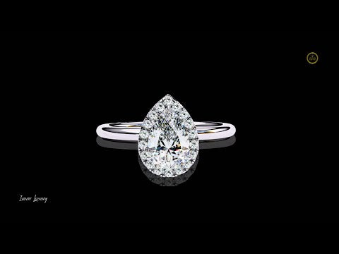 1.20 CT Exquisite Pear Shaped Halo Moissanite Diamond Ring Luxury Sparkling Teardrop Engagement and Statement Jewelry
