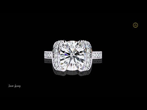 2.92 CT Grande Cushion Sparkle Ring with Side Accent Lab Grown Diamonds Modern Engagement Ring