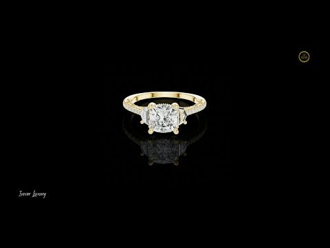 2.00 CT Royal Cushion Cut Moissanite Diamond Ring with Cadillac Side Stones and Pave Band For Best Friend