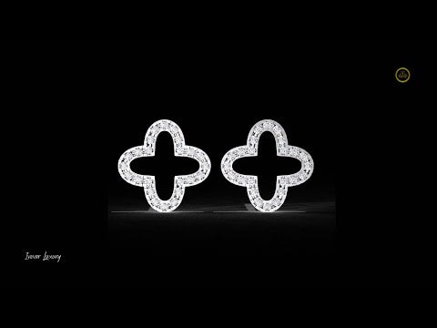 0.24 TCW Handcrafted Geometric Elegance with Pave Round Moissanite Diamond Brilliance Eternal Clover Stud Earring