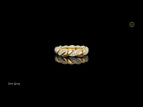 0.66 TCW Twisted Pave Lab Diamond Eternity Band with Interlaced Leaf Style Links For Wedding