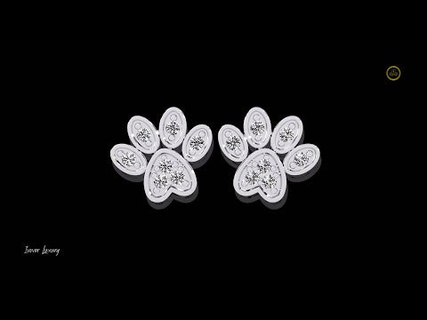0.18 TCW Charming Paw Shaped Moissanite Earrings with Brilliant Round Diamonds Detailing for Animal Lovers