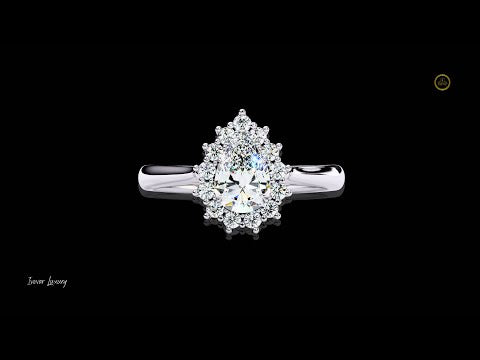 0.35 CT Pear Halo Moissanite Diamond Engagement Ring Elegant Teardrop Sparkle by Ivevar Luxury