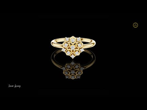 0.01 CT Radiant Cluster Floral Mandala Lab Grown Diamond Ring Intricate Artisan Luxury Design