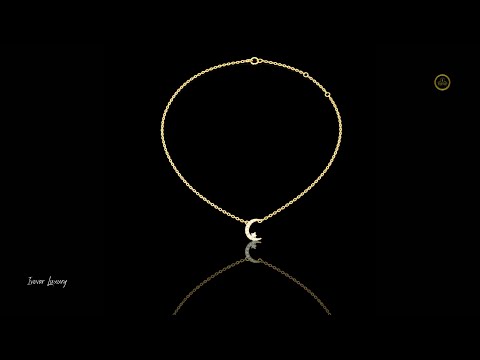 0.21 TCW Crescent Moon Moissanite Diamond Round Cut Pendant in Gold with Pave Accents For Gift