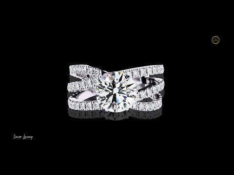 0.82 CT Multi Row Round Lab Grown Diamond Ring with Pave Detailing Premium Design by Ivevar Luxury