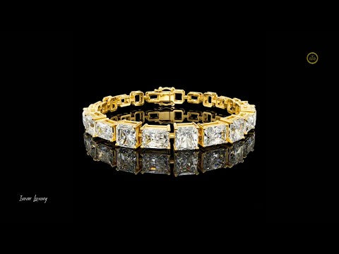 13.44 TCW Shiny Tennis Lab Grown Bracelet Featuring Alternating Radiant and Emerald Cut Diamonds