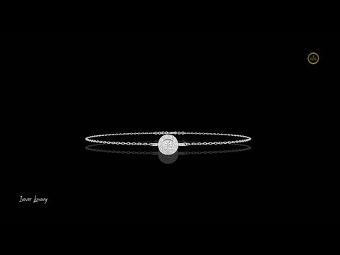 0.24 TCW Elegant Single Chain Bracelet with Radiant Halo Set Round Moissanite Diamond Centerpiece