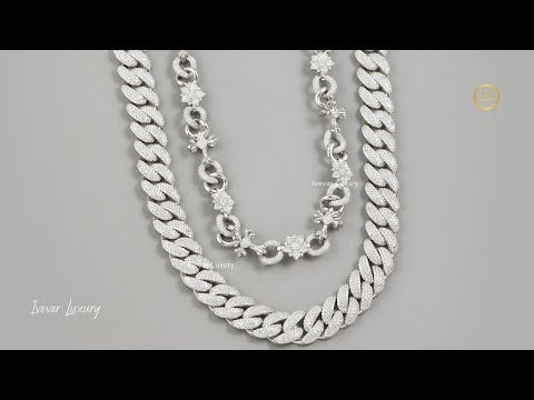 Engraved Cuban Link Chain VVS Lab Grown Diamonds & Gold,Silver by Ivevar