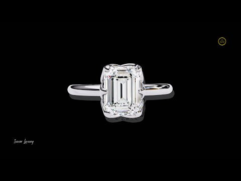 2.08 CT Classic Emerald Cut Moissanite Diamond Solitaire Ring Minimalist Luxury Jewelry by Ivevar Luxury