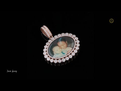 Mother Son Picture Pendent with Lab Grown Diamond with Two Tone by Ivevar