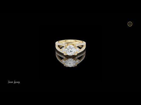 1.00 CT Radiant Round Brilliant Lab Grown Diamond Ring with Intricate Split Shank Pavé Detailing
