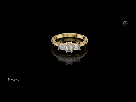 1.68 TCW Sparkling Three Stone Emerald Moissanite Diamond Ring with Classic Prong Setting