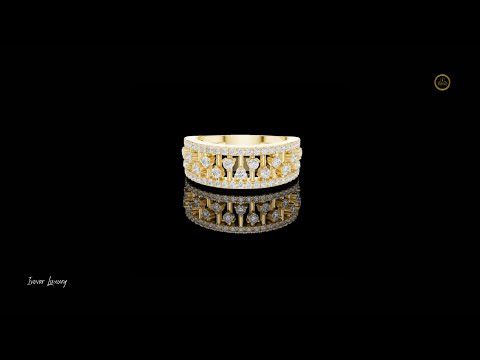 0.60 TCW Diamond Cascade Band Round Cut Moissanite Brilliance in a Double Row Pavé Setting