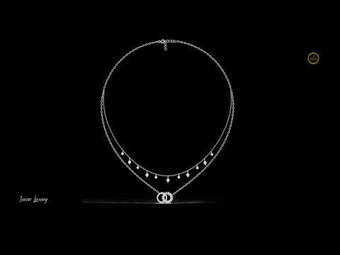 0.47 TCW Elegant Round Cut Lab Grown Diamond Dual Layer Necklace with Moon Pendants and Dangling Accents