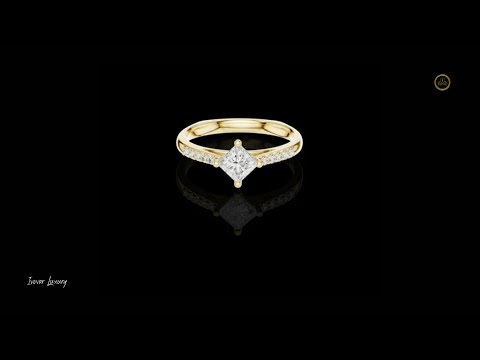 0.29 CT Dazzling Lab Grown Ring with a Brilliant Princess Cut Center Diamond and a Pave Accented Band