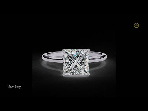 2.15 CT Elegant Gold Band Engagement Solitaire Ring Featuring a Radiant Princess Cut Moissanite Diamond