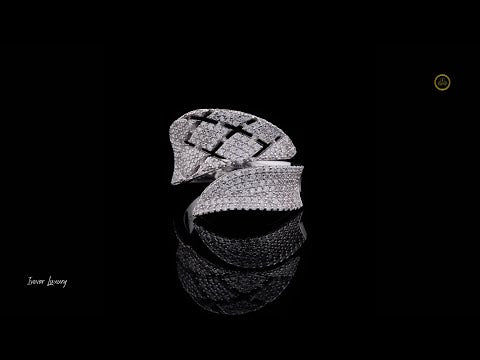 1.30 TCW Luxury Leaf Inspired Moissanite Diamond Ring in White Gold Nature Motif Cocktail Jewelry for Women