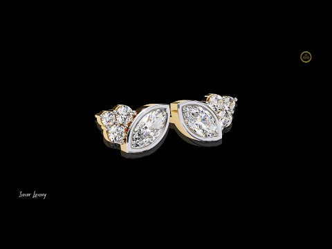 0.30 CT Exquisite Marquise Moissanite Diamond Cluster Stud Earrings in Bezel Setting for Timeless Elegance