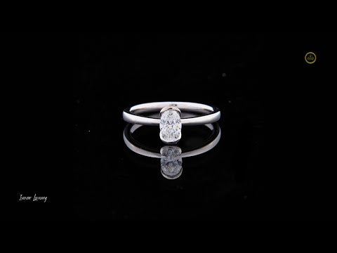 1.00 TCW Modern Oval Cut Moissanite Diamond Solitaire Ring with Sleek Half Bezel Setting in Polished White Gold