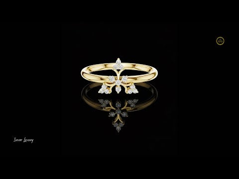 0.06 TCW Vintage Inspired Lab Grown Diamond Petal Cross Ring Intricate Fine Jewelry for Women