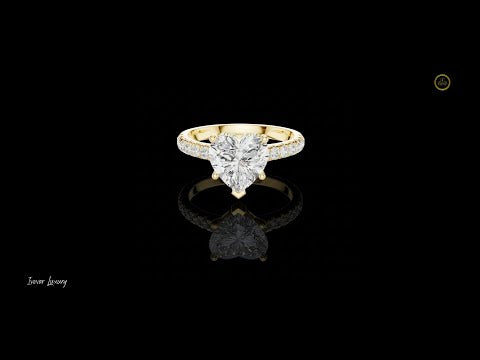 2.5 CT Romantic Heart Shaped Moissanite Diamond Ring in Gold with Brilliant Pave Band For Her
