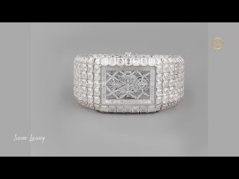 130 Carat Moissinite Masterpiece Watch – Fully Iced Baguette & Asscher Cut Edition