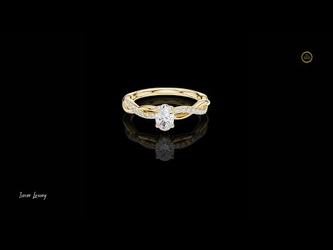 0.36 CT Oval Cut Lab Grown Diamond Twist Braided Engagement Ring with Sparkling Pave Accented Band