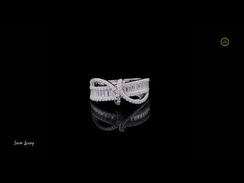 1.00 CT Infinity Bow Ring with Moissanite Baguette and Round Cut Diamonds
