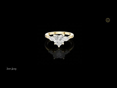 2.00 CT Romantic Heart Shaped Moissanite Diamond Ring With Pear Side Stones For Wedding Wear