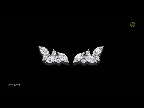 0.28 CT Luxury Finest Moissanite Created Diamond Marquise Cut Leaf Climber Earring for Birthday Gift
