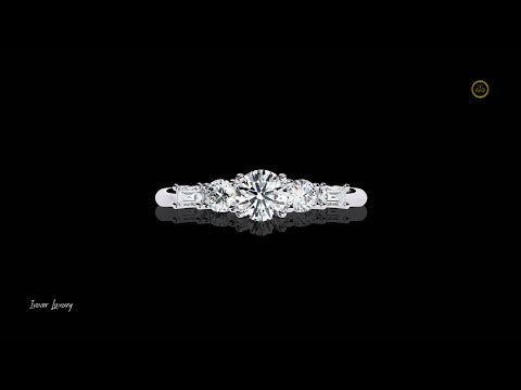 0.36 CT Exquisite Round & Baguette Cut Moissanite Diamond Ring Ethical & Sustainable Luxury Jewelry