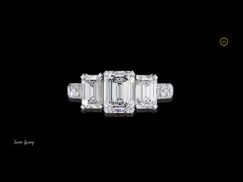 1.31 CT Stunning Moissanite Three Stone Emerald Cut Diamond Ring Luxury Collection For Her