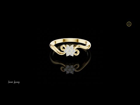 0.11 TCW Delicate Romantic Gold Floral Lab Grown Diamond Cluster Ring with Elegant Swirl Band Design