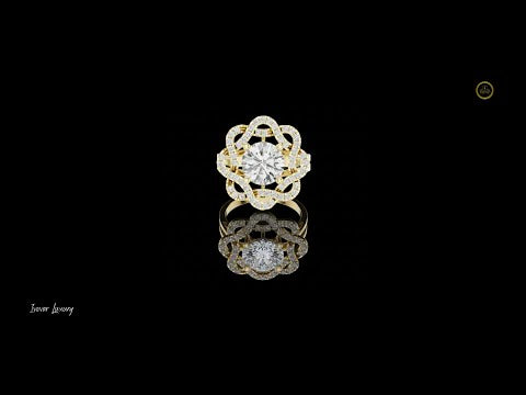 2.00 CT Interlaced Pave Petal Design Round Brilliant Lab Diamond Ring with Floral Halo Motif