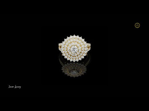 0.30 CT Howcasing a Center Moissanite Diamond Surrounded by Multi Layer Halo Sparkle