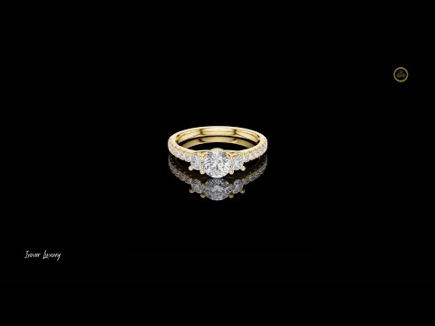 0.50 TCW Three Stone Lab Grown Diamond Centerpiece with a Pavé Set Sparkling Diamond Band