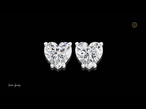 2.43 TCW Romantic Brilliant Heart Shaped Lab Grown Stud Earrings in Elegant Prong Setting for Timeless Sparkle