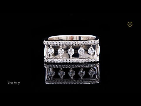 0.80 TCW Modern Geometric Moissanite Diamond Band Unique Open Frame Design in Round Cut