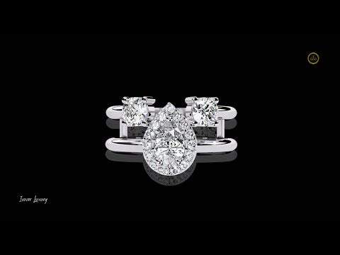 0.33 CT Elegant Lab Created Pear Cut Diamond Luxury Split Band Anniversary Ring For Ceremony