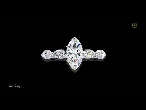 0.82 CT Elegant Marquise Cut Moissanite Diamond Ring with Side Stones Fine Jewelry for Her